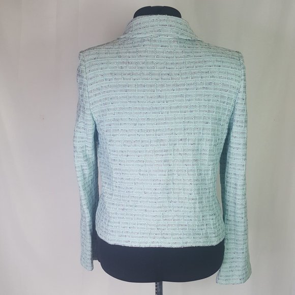 St. John Boucle aqua mint knit blazer jacket sz 10 - Picture 2 of 6